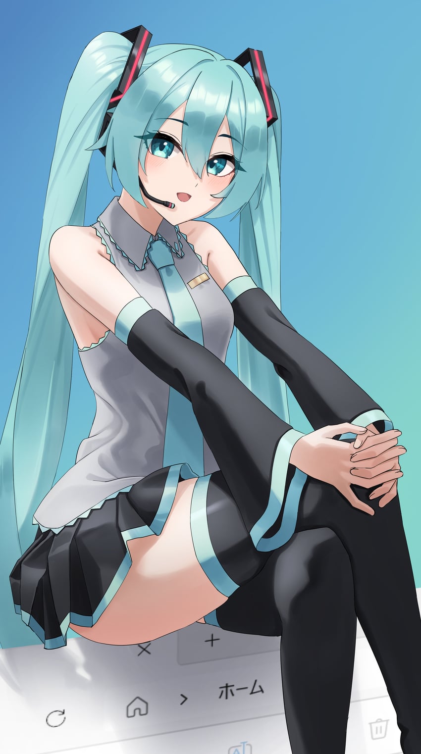 hatsune miku (vocaloid and 1 more) drawn by amaama_(beccyonaika1)