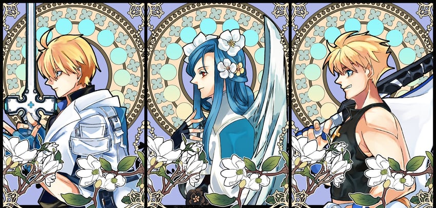 dizzy, ky kiske, sin kiske, and queen dizzy (guilty gear and 1 more) drawn by nishimoto