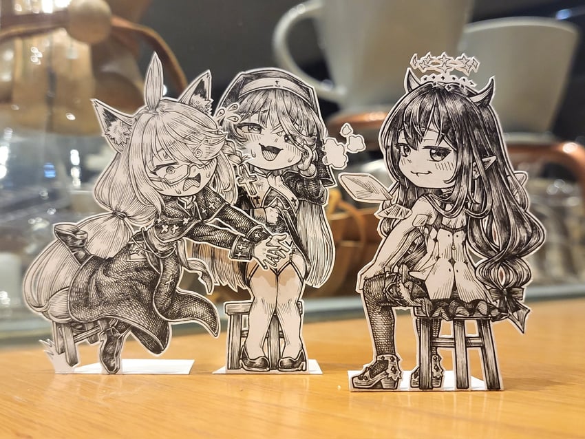 houshou marine, shirakami fubuki, and irys (hololive and 1 more) drawn by jqhnharqld