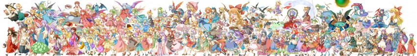 hakurei reimu, kirisame marisa, remilia scarlet, flandre scarlet, izayoi sakuya, and 116 more (touhou and 1 more) drawn by michii_yuuki