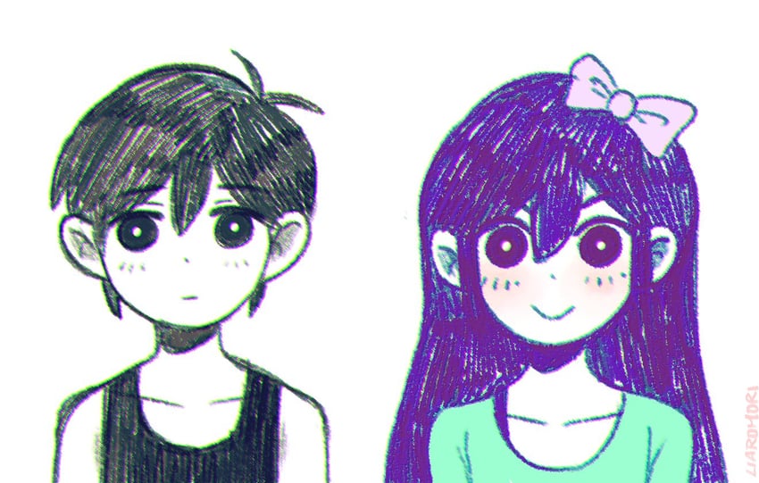 omori and aubrey (omori) drawn by lia_rouji