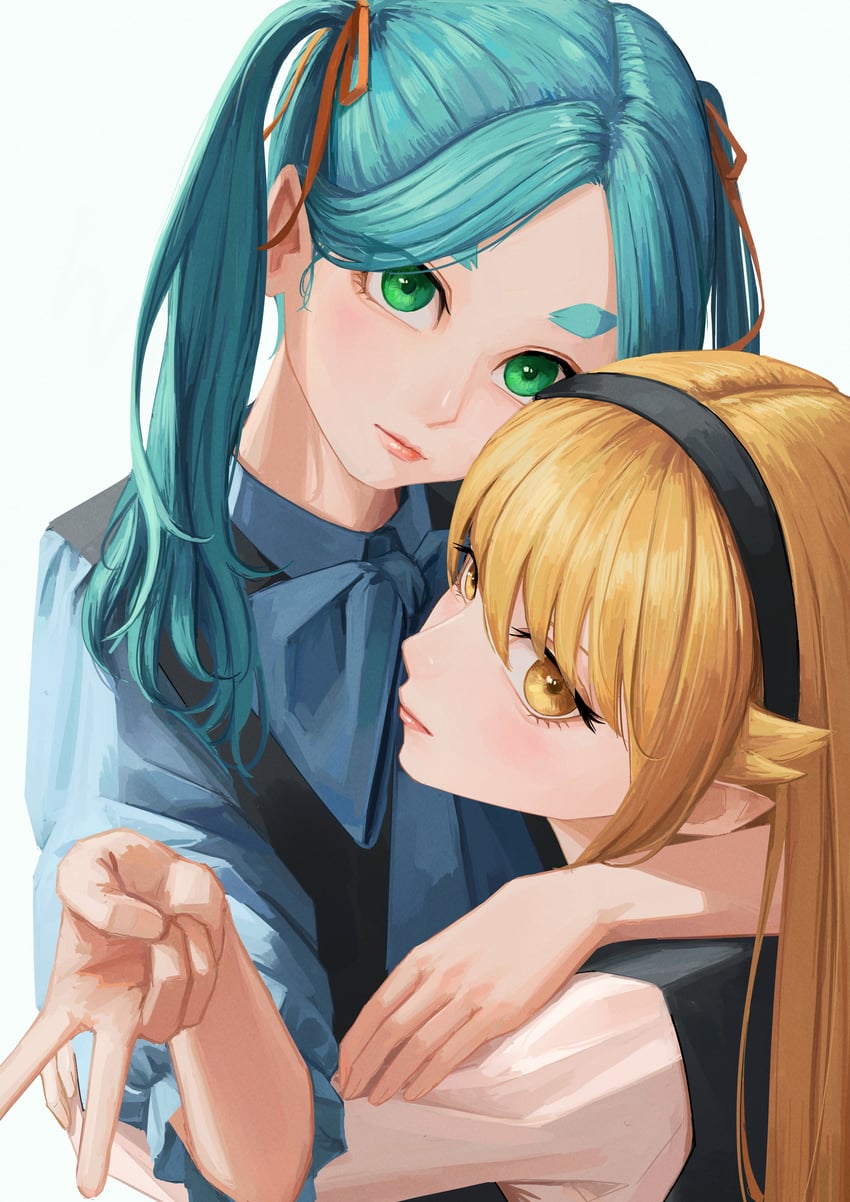 oshino shinobu and ononoki yotsugi (monogatari) drawn by nemo_ringo