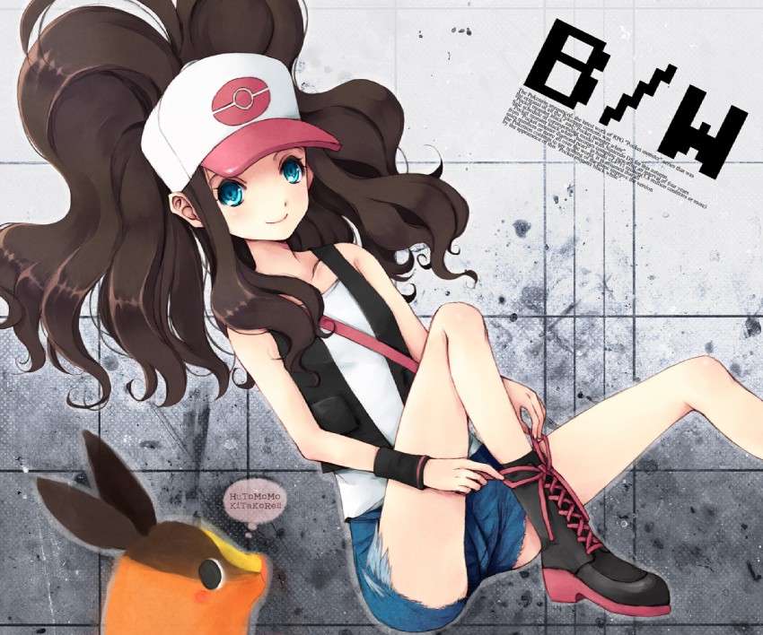 hilda and tepig (pokemon and 1 more) drawn by michio_(fuelmeter)