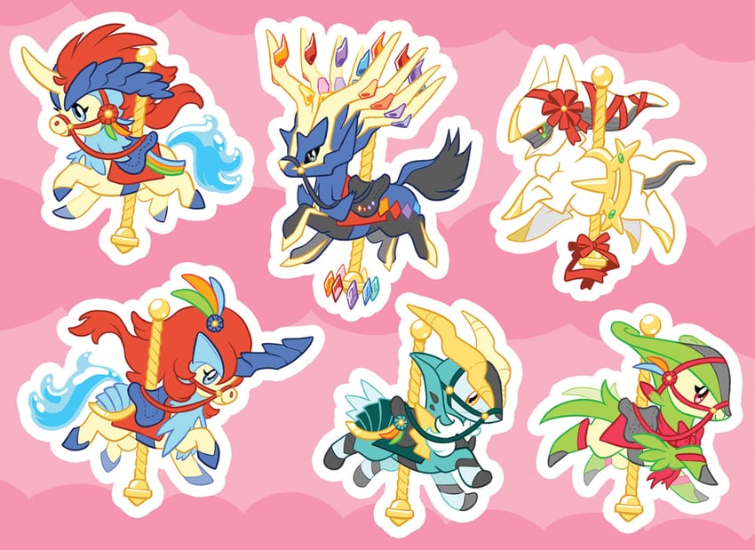 arceus, xerneas, keldeo, virizion, and cobalion (pokemon) drawn by mamath