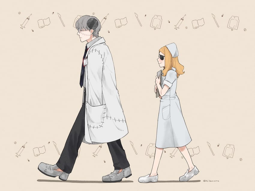franken stein and marie mjolnir (soul eater) drawn by hissiu