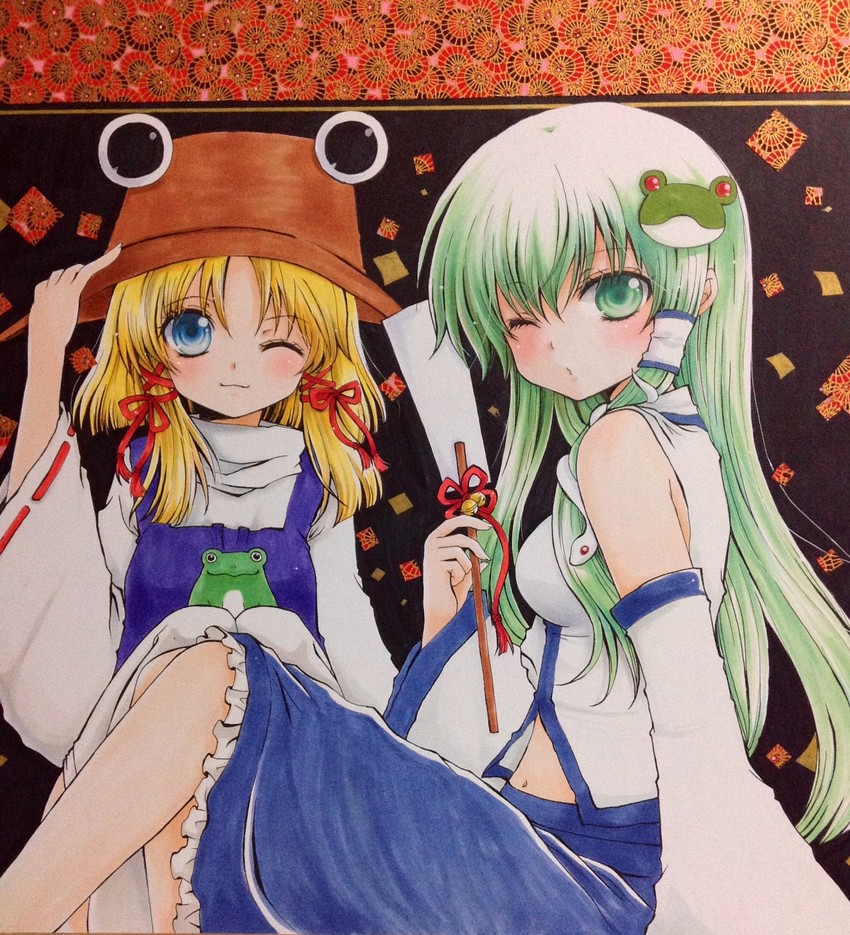kochiya sanae and moriya suwako (touhou) drawn by botan_(03110709)