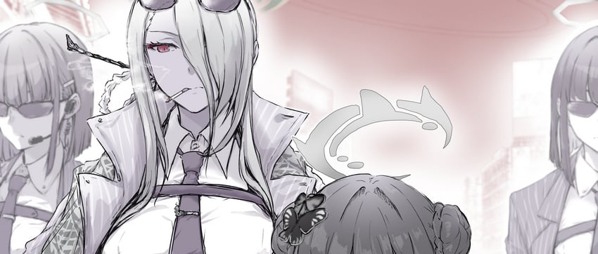kisaki, mina, and genryumon member (blue archive) drawn by rakisuto