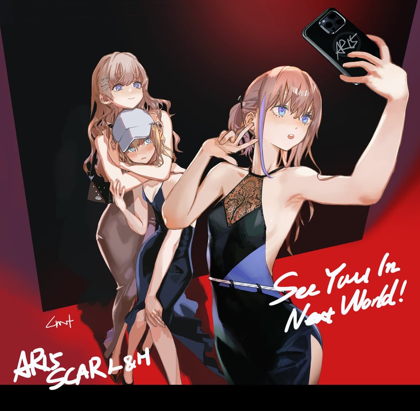 st ar-15, scar-h, and scar-l (girls' frontline) drawn by lin+