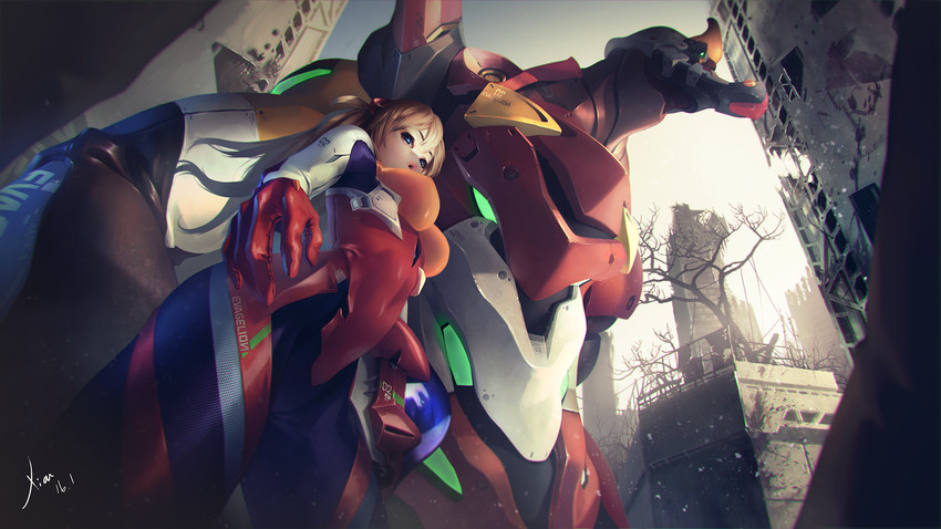 souryuu asuka langley and eva 02 (neon genesis evangelion and 1 more) drawn by zozoda