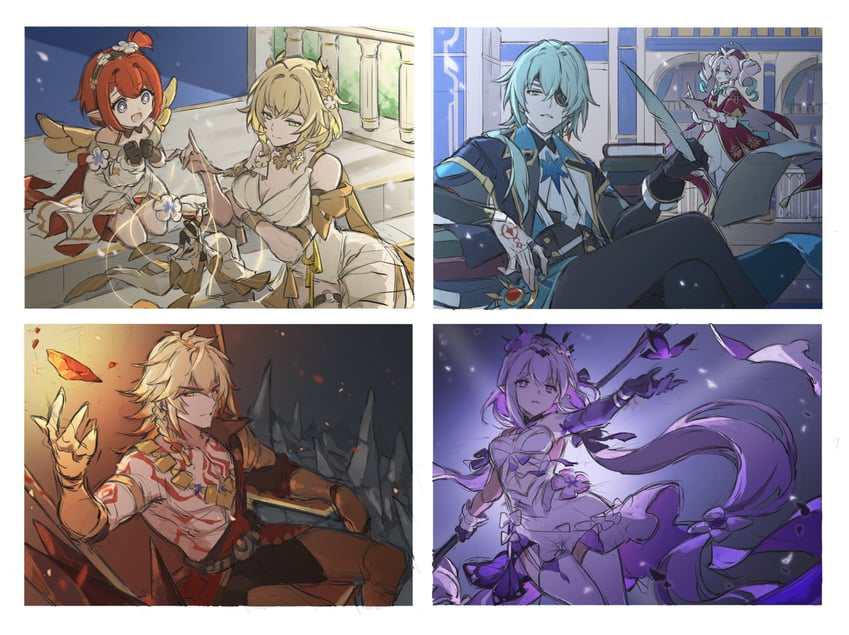 castorice, mydei, aglaea, anaxa, hyacine, and 1 more (honkai and 1 more) drawn by papajay_(jennygin2)