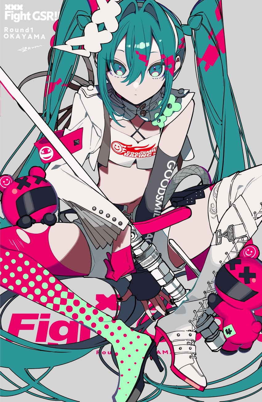 hatsune miku and racing miku (vocaloid and 1 more) drawn by mochizuki_kei
