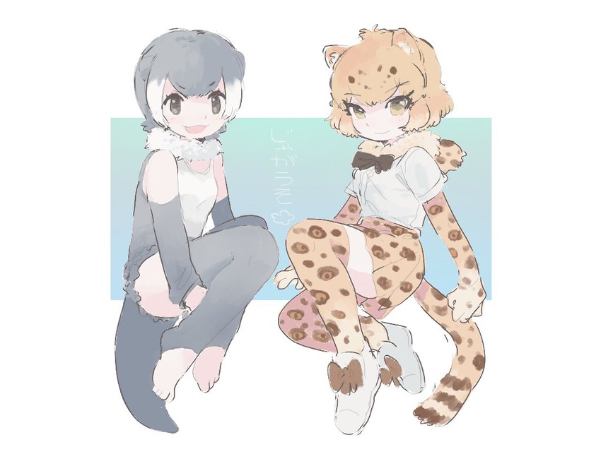 jaguar and small-clawed otter (kemono friends) drawn by inu_(user_arjr4358)