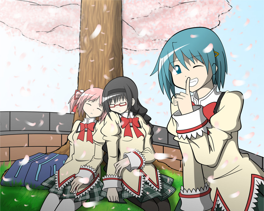 akemi homura, kaname madoka, and miki sayaka (mahou shoujo madoka magica) drawn by felisfurtificus
