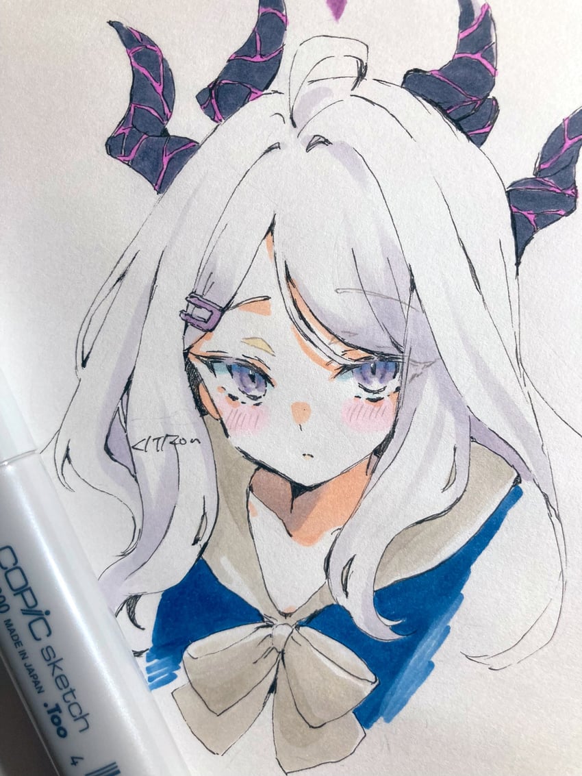 hina (blue archive and 1 more) drawn by citron80citron