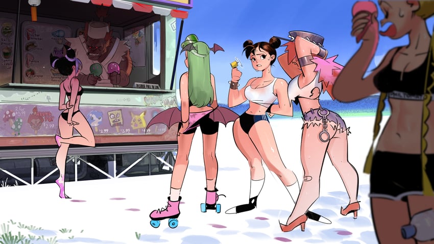 pikachu, chun-li, morrigan aensland, cammy white, sonic the hedgehog, and 9 more (pokemon and 6 more) drawn by philtomato