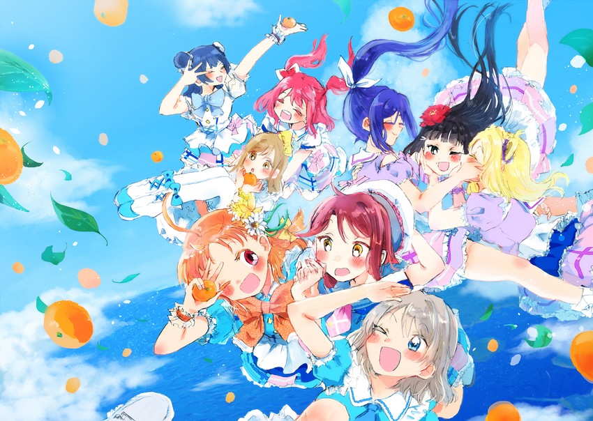 watanabe you, tsushima yoshiko, sakurauchi riko, takami chika, matsuura kanan, and 4 more (love live! and 1 more) drawn by white_(waterwhite)