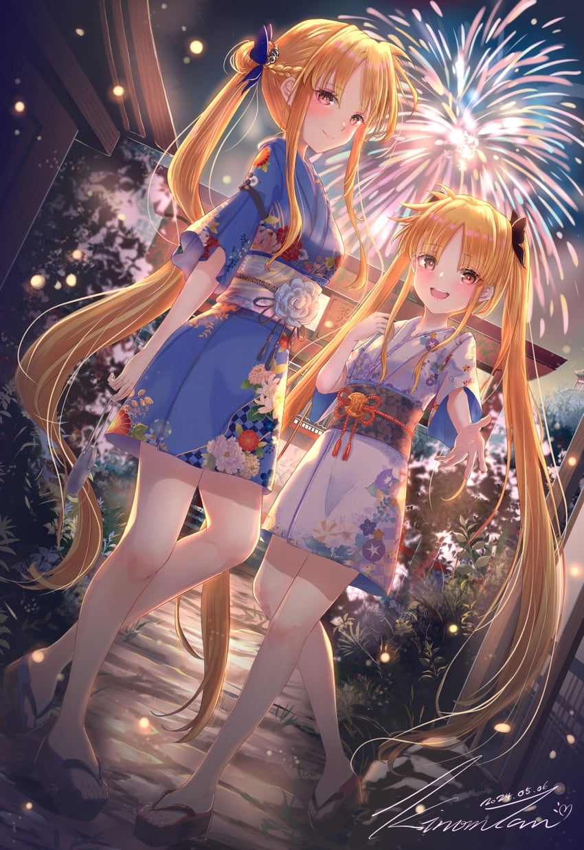 fate testarossa and alicia testarossa (lyrical nanoha and 1 more) drawn by kinomtan