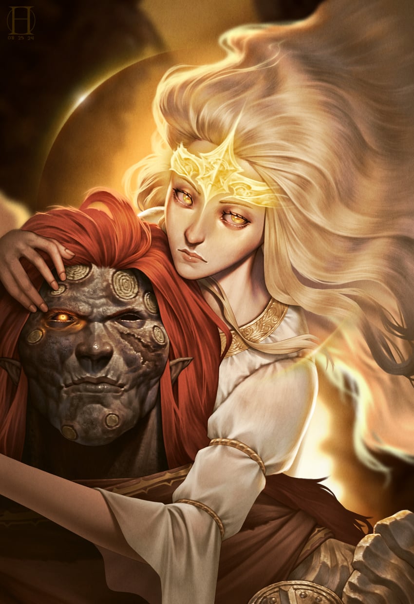 miquella, mohg lord of blood, and promised consort radahn (elden ring and 1 more) drawn by hinchel_or