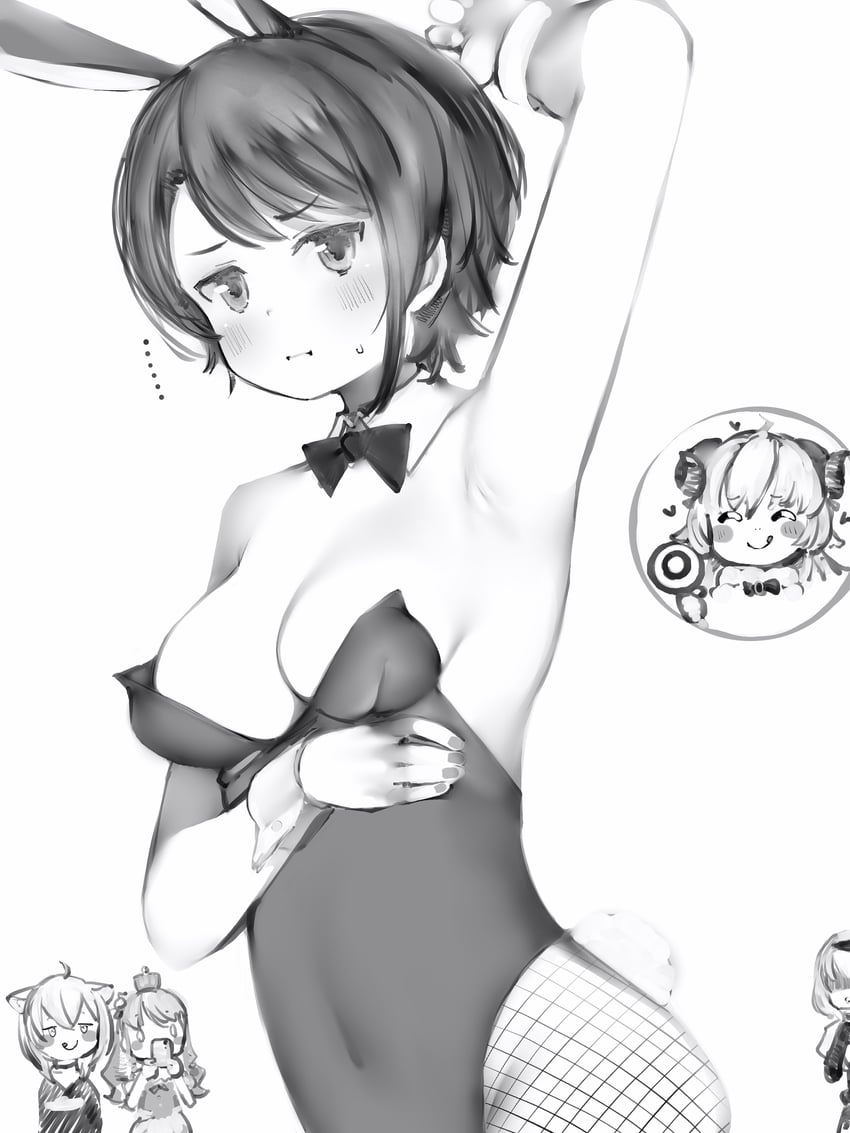 nekomata okayu, oozora subaru, shirogane noel, tsunomaki watame, and himemori luna (hololive) drawn by nanashi_(nlo)