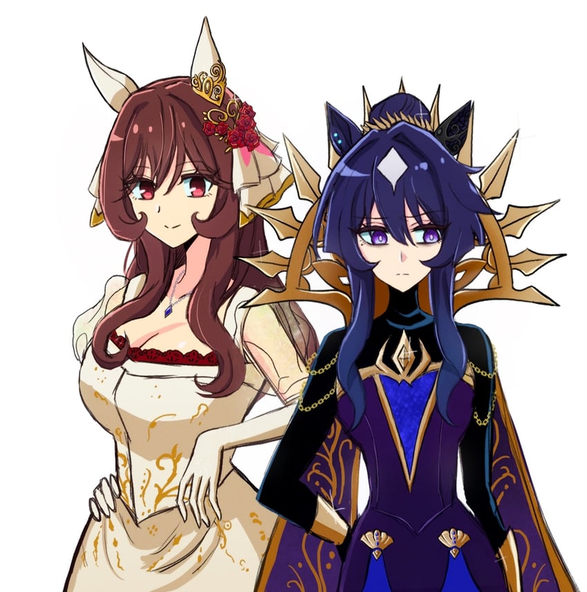 gentildonna, verxina, snow white, and snow white's queen (umamusume and 1 more) drawn by jimmy_(akakiryuunozimi)