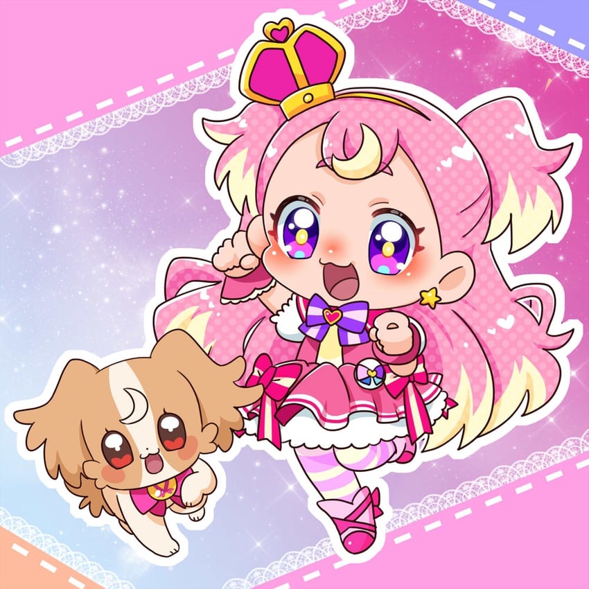 inukai komugi and cure wonderful (precure and 1 more) drawn by pota0606119