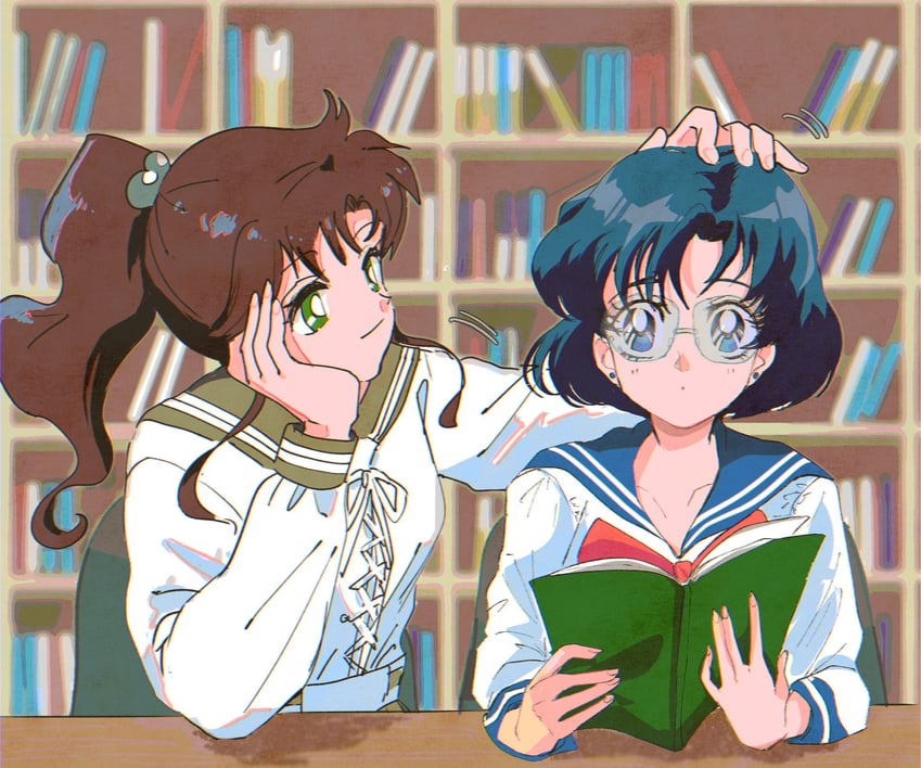 mizuno ami and kino makoto (bishoujo senshi sailor moon) drawn by munya_chuu