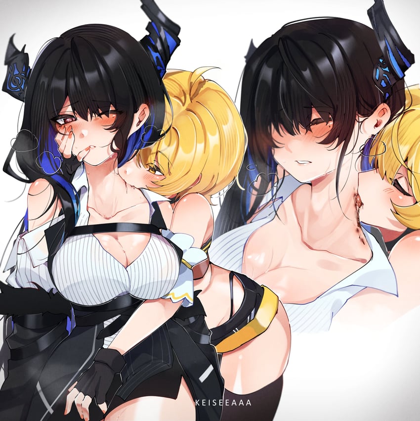 nerissa ravencroft and yozora mel (hololive and 1 more) drawn by keisea