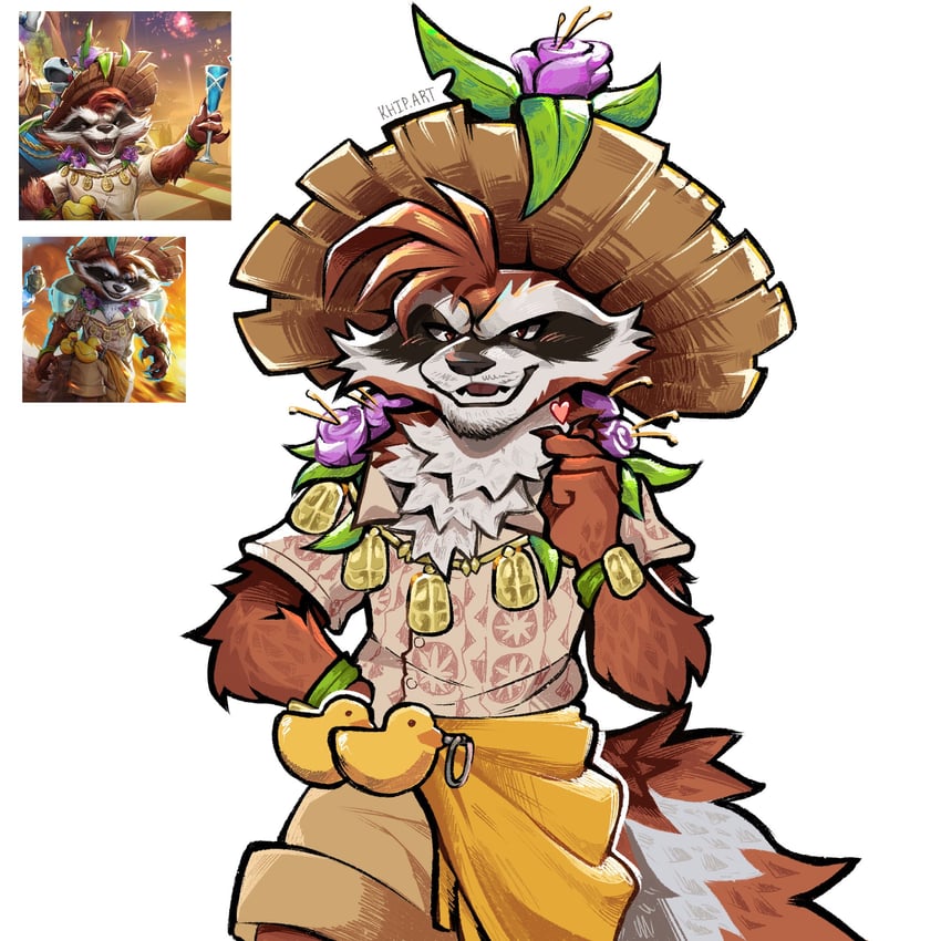 rocket raccoon (marvel and 2 more) drawn by khipart