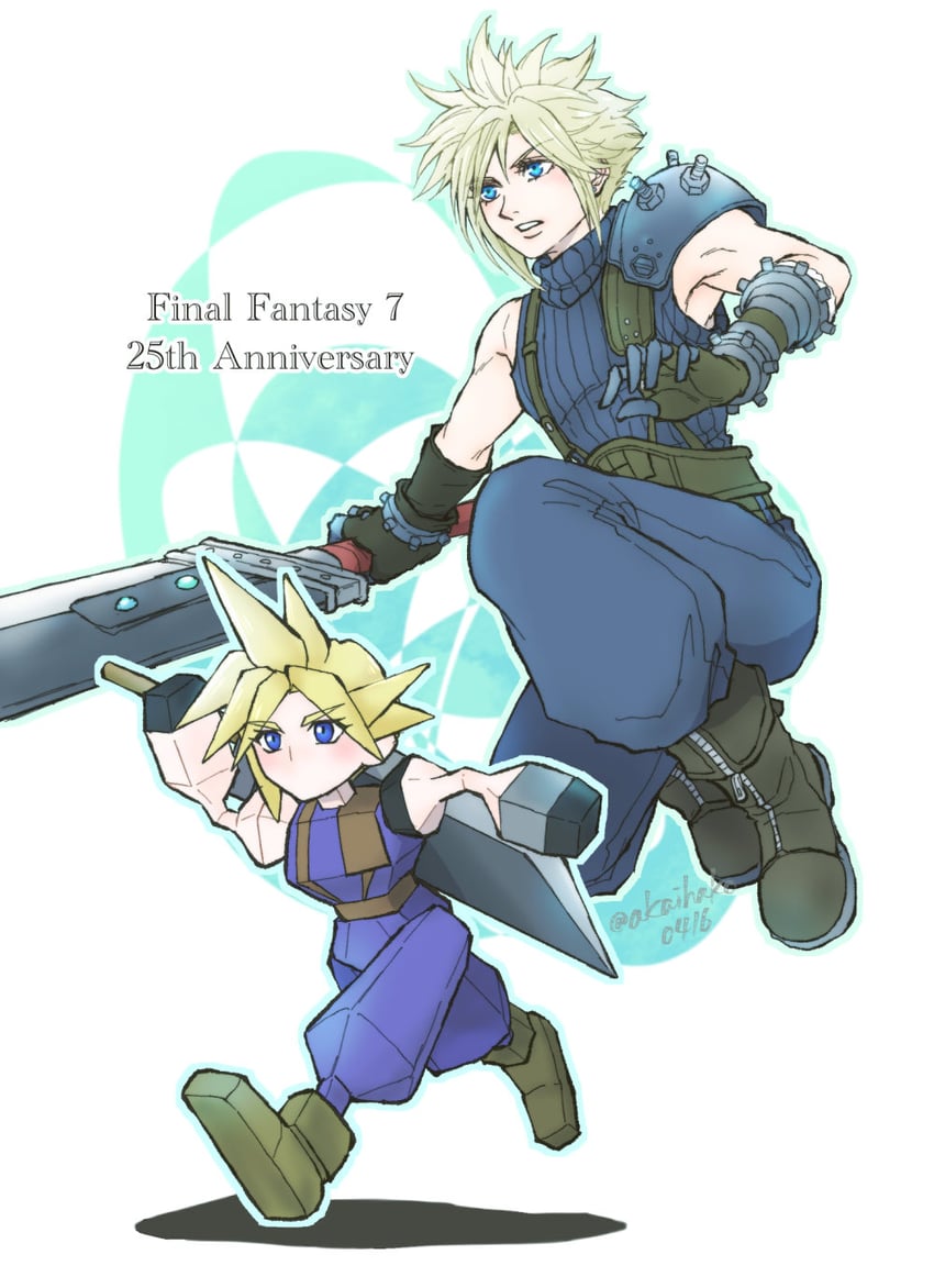 cloud strife (final fantasy and 2 more) drawn by you_(blacknwhite)