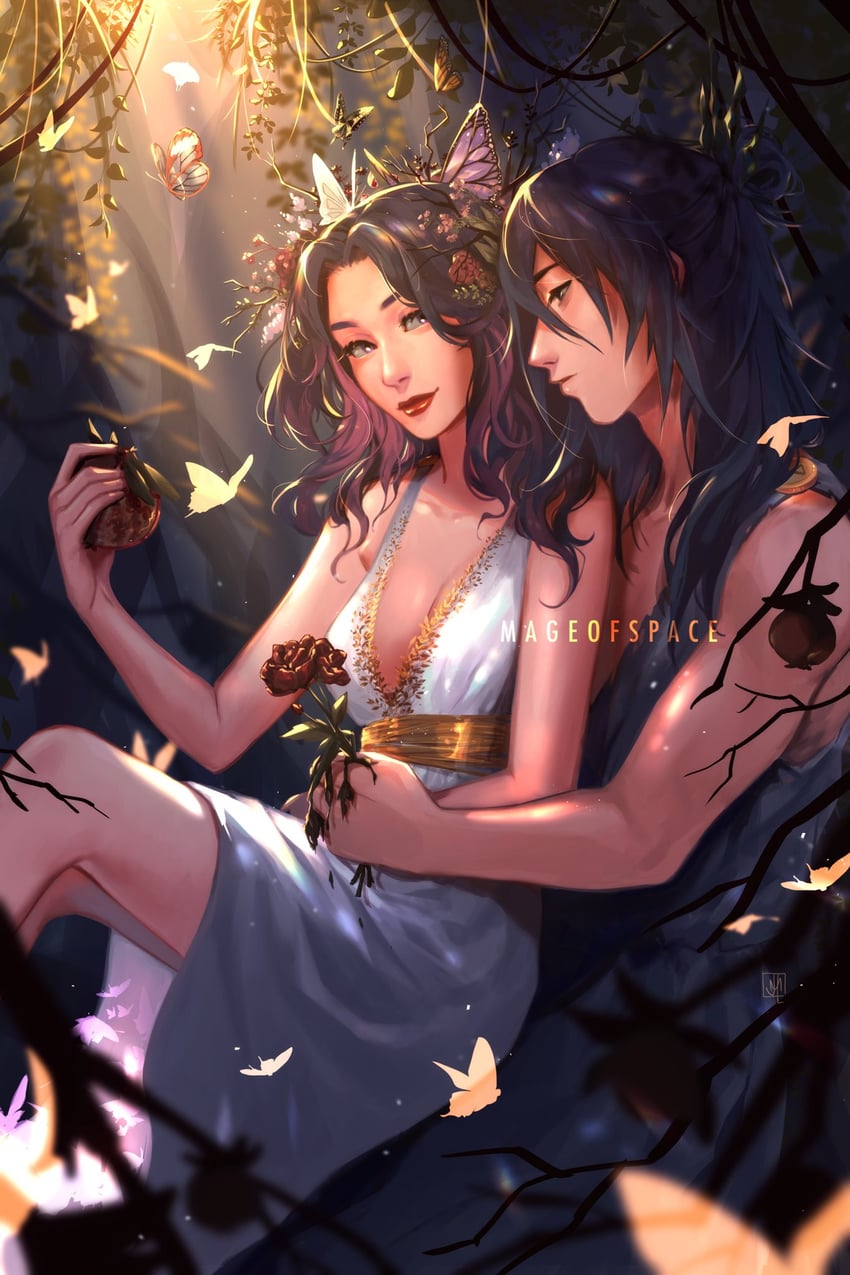 kochou shinobu and tomioka giyuu (kimetsu no yaiba) drawn by mageofspace