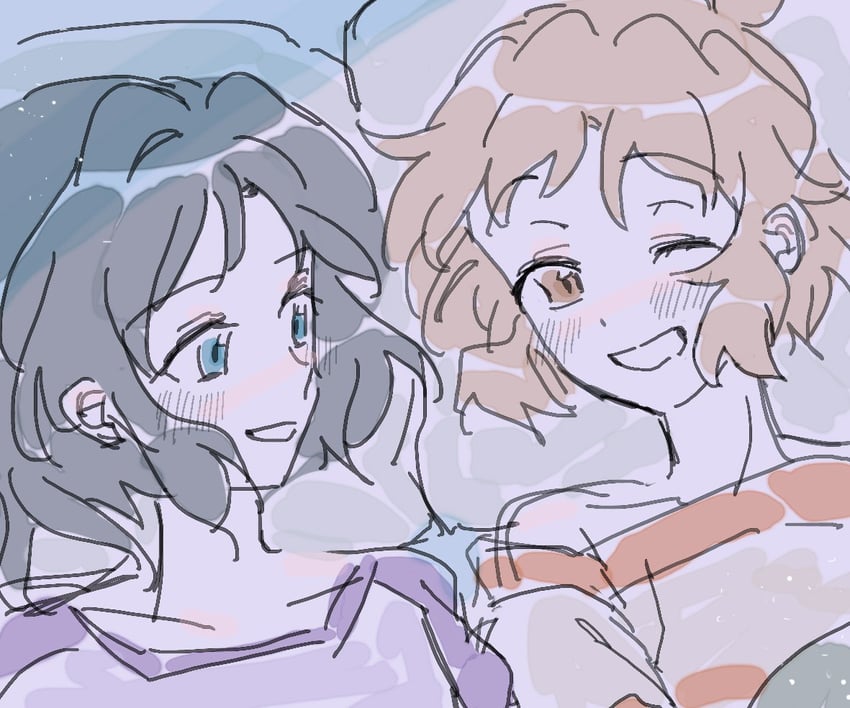 tachibana hibiki and kohinata miku (senki zesshou symphogear) drawn by soup_etc