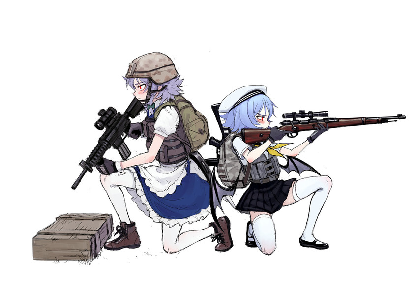 remilia scarlet and izayoi sakuya (touhou and 1 more) drawn by fkey