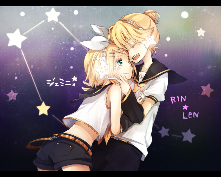 kagamine rin and kagamine len (vocaloid and 1 more) drawn by tama_(songe)