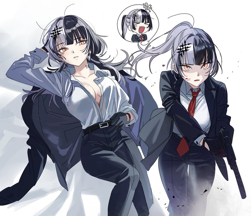 shiori novella and agent 47 (hololive and 2 more) drawn by yomosaka