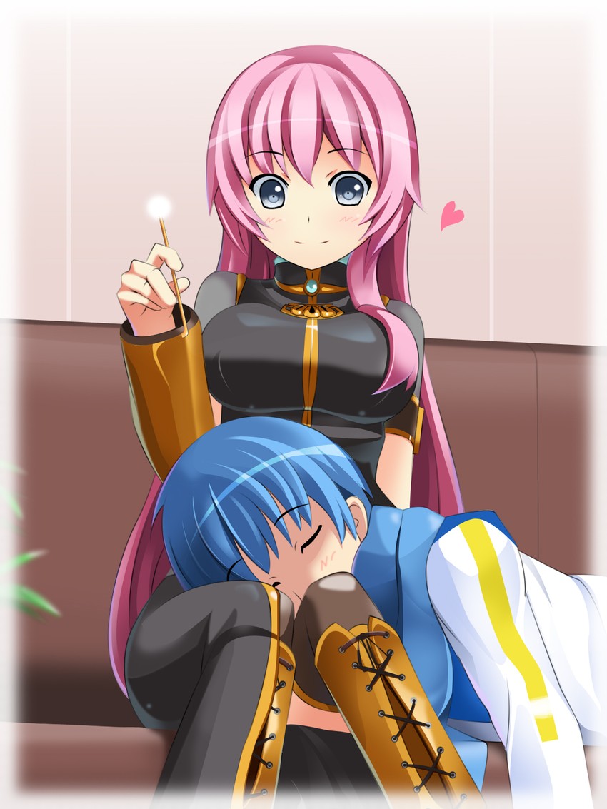 megurine luka and kaito (vocaloid) drawn by yakitori_(oni)