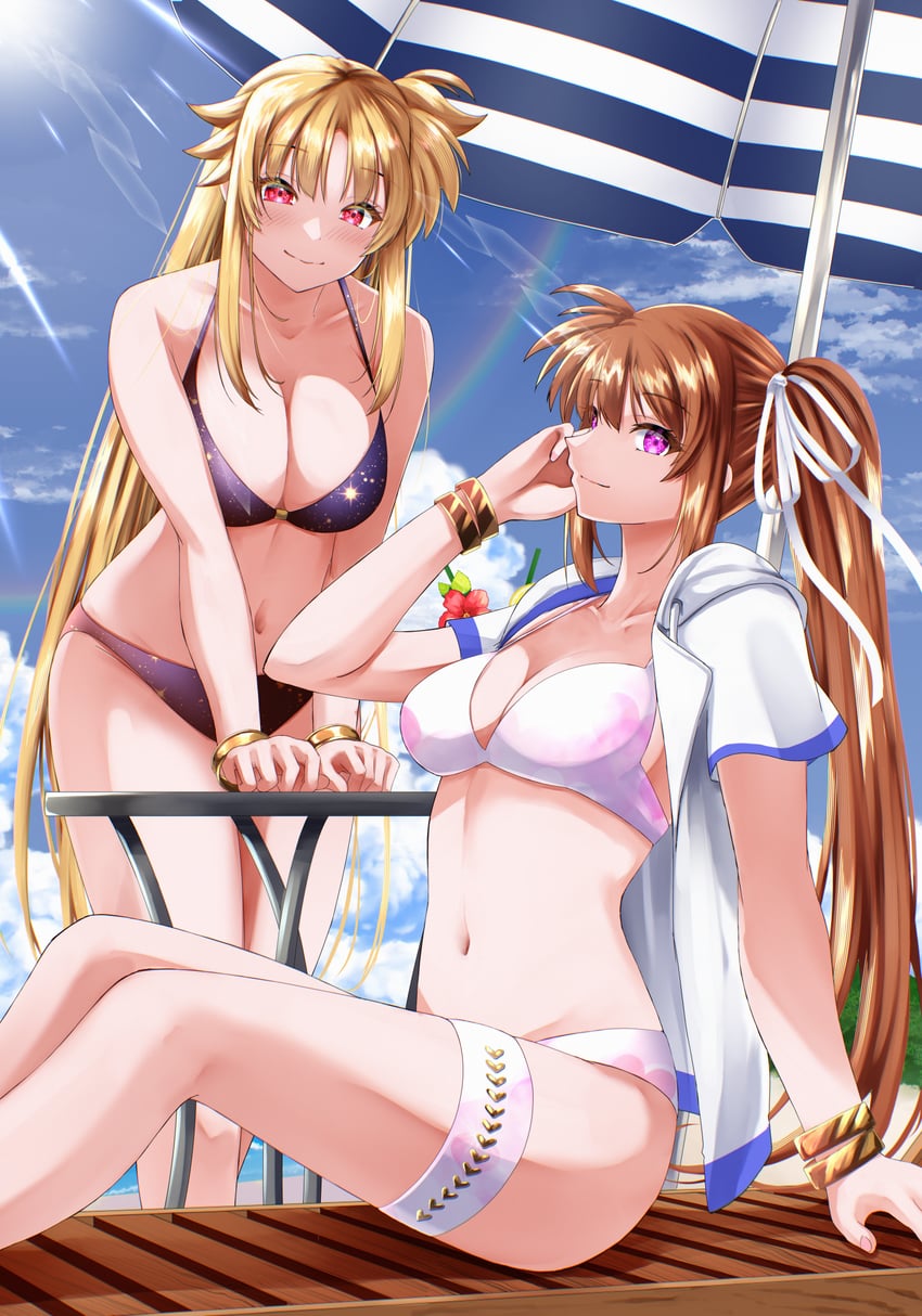 fate testarossa and takamachi nanoha (lyrical nanoha and 1 more) drawn by sougetsu_izuki