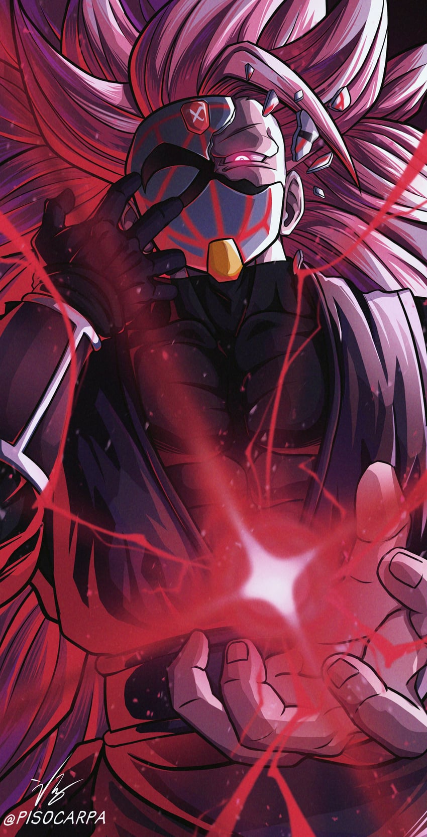 goku black and crimson-masked saiyan (dragon ball and 1 more) drawn by pisocarpa