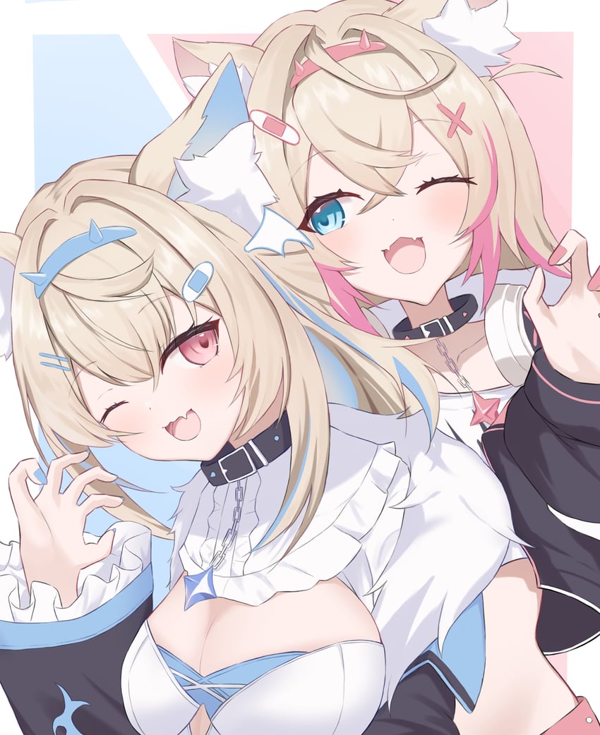 fuwawa abyssgard and mococo abyssgard (hololive and 1 more) drawn by aonagi_hisame