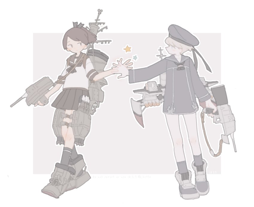 z1 leberecht maass and shikinami (kantai collection) drawn by haruta_(hrtco)