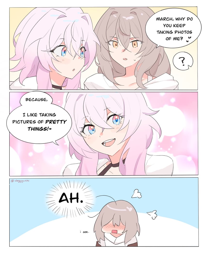 trailblazer, stelle, and march 7th (honkai and 1 more) drawn by aleyyy_aki
