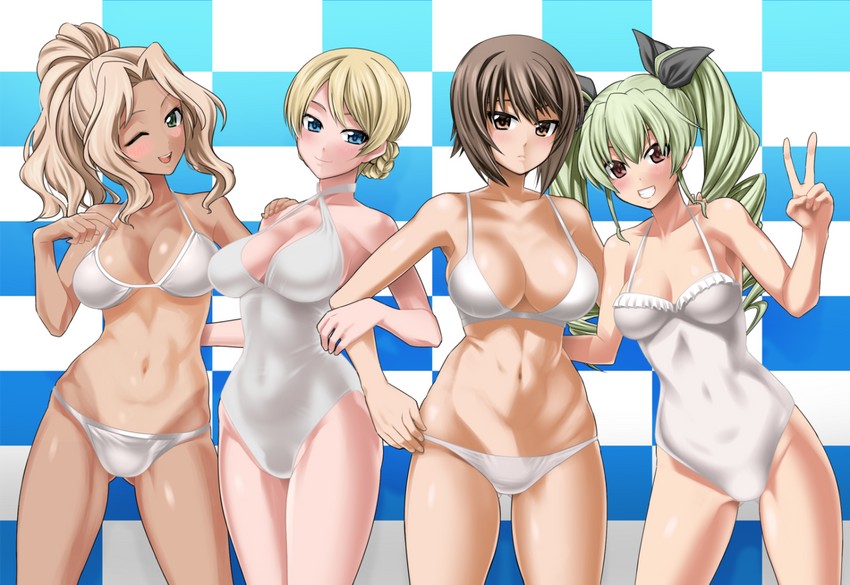 darjeeling, nishizumi maho, anchovy, and kay (girls und panzer) drawn by saitou_gabio