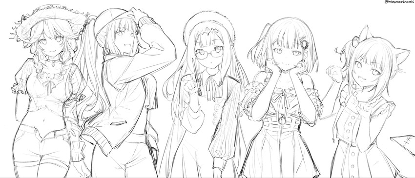 gawr gura, mori calliope, ninomae ina'nis, takanashi kiara, and watson amelia (hololive and 1 more) drawn by ninomae_ina'nis_(artist)