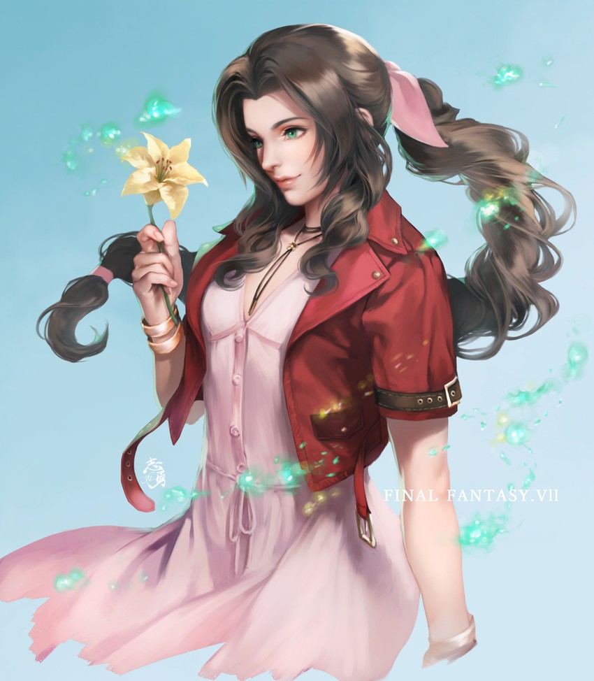 aerith gainsborough (final fantasy and 1 more) drawn by shiyuu_(shiyu)