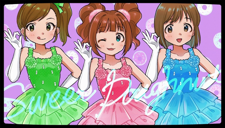 takatsuki yayoi, hagiwara yukiho, and futami mami (idolmaster) drawn by naruse_ill