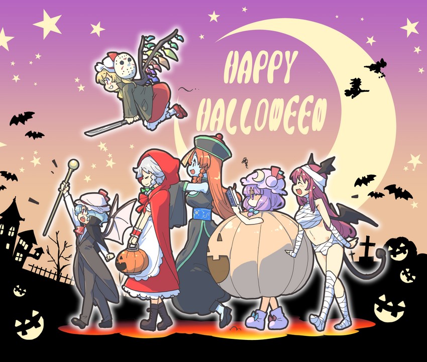 hakurei reimu, kirisame marisa, remilia scarlet, flandre scarlet, izayoi sakuya, and 5 more (touhou and 2 more) drawn by tanasuke