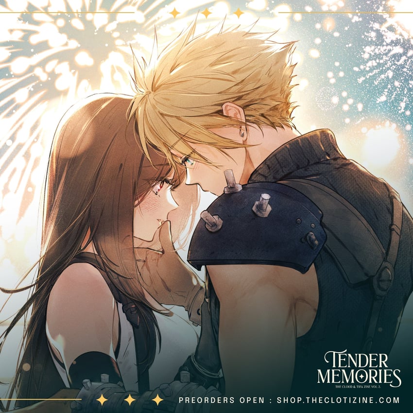 tifa lockhart and cloud strife (final fantasy and 3 more) drawn by maiii_(smaii_i)