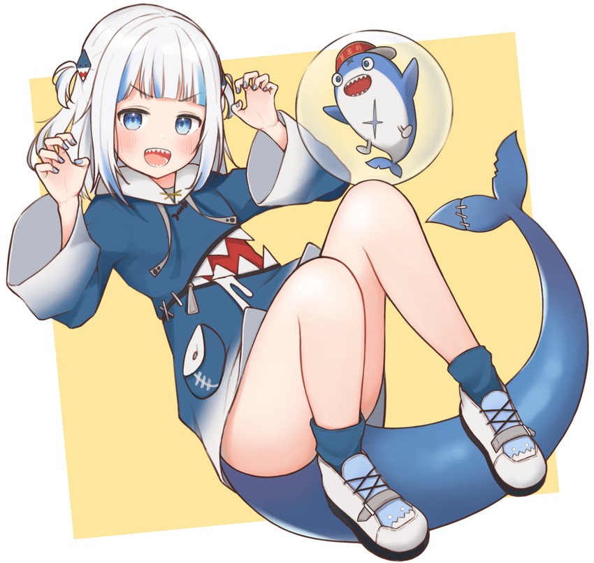 gawr gura and bloop (hololive and 1 more) drawn by 1ssakawaguchi