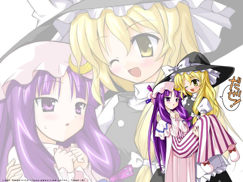 kirisame marisa and patchouli knowledge (touhou) drawn by mizuno_kurage