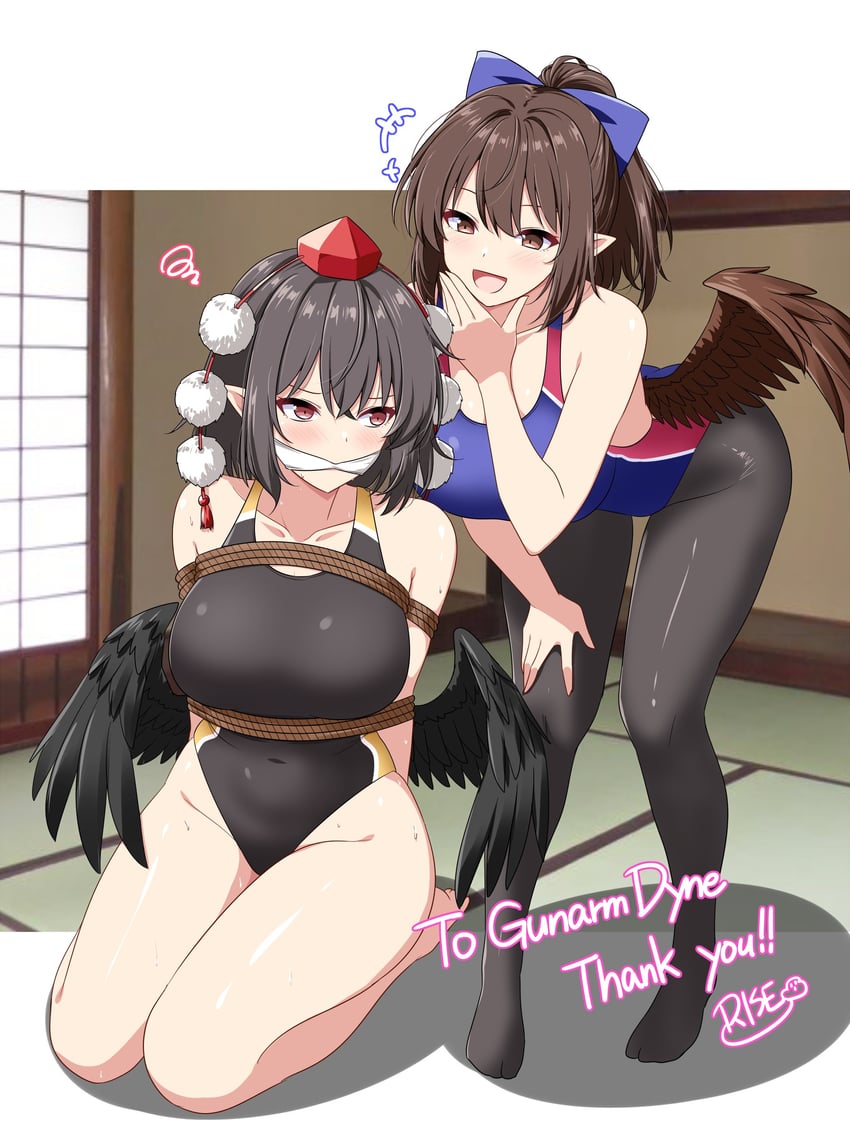 shameimaru aya and aburamushi eve (original and 1 more) drawn by rise_(rise19851203)