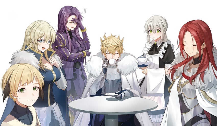 artoria pendragon, gawain, lancelot, bedivere, tristan, and 2 more (fate and 1 more) drawn by 9_vcat